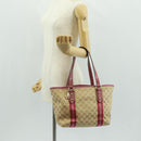 GUCCI GG Canvas Sherry Line Tote Bag Beige Gold 137396 Auth 167995V-23
