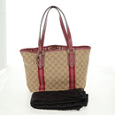 GUCCI GG Canvas Sherry Line Tote Bag Beige Gold 137396 Auth 167995V-12