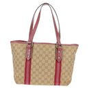 GUCCI GG Canvas Sherry Line Tote Bag Beige Gold 137396 Auth 167995V-2
