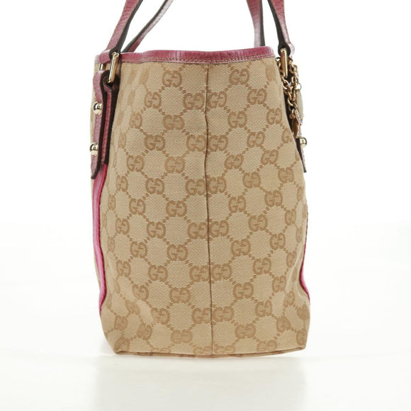 GUCCI GG Canvas Sherry Line Tote Bag Beige Gold 137396 Auth 167995V