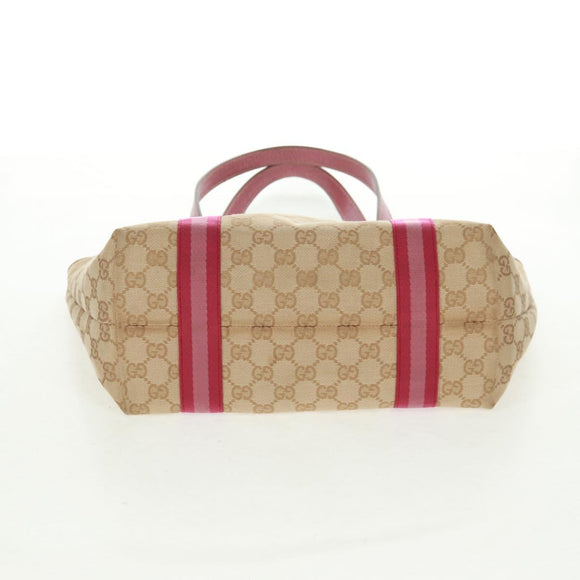 GUCCI GG Canvas Sherry Line Tote Bag Beige Gold 137396 Auth 167995V