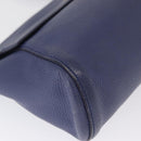 Salvatore Ferragamo Gancini Shoulder Bag Leather Navy Gold Auth 167996-9