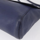 Salvatore Ferragamo Gancini Shoulder Bag Leather Navy Gold Auth 167996-14