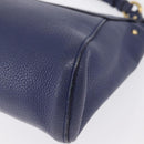 Salvatore Ferragamo Gancini Shoulder Bag Leather Navy Gold Auth 167996-16
