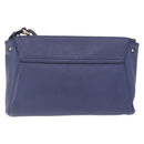 Salvatore Ferragamo Gancini Shoulder Bag Leather Navy Gold Auth 167996-2