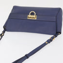 Salvatore Ferragamo Gancini Shoulder Bag Leather Navy Gold Auth 167996-6