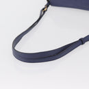 Salvatore Ferragamo Gancini Shoulder Bag Leather Navy Gold Auth 167996-7
