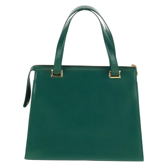 Christian Dior Hand Bag Leather Green Gold Auth 167999V