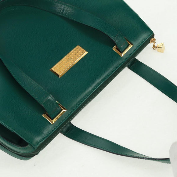 Christian Dior Hand Bag Leather Green Gold Auth 167999V