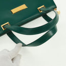 Christian Dior Hand Bag Leather Green Gold Auth 167999V-7