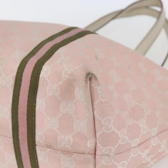 GUCCI GG Canvas Sherry Line Tote Bag Roze Goud kaki 139260 Auth 168002