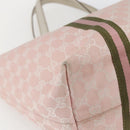 GUCCI GG Canvas Sherry Line Tote Bag Roze Goud kaki 139260 Auth 168002-11