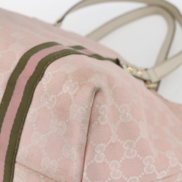 GUCCI GG Canvas Sherry Line Tote Bag Roze Goud kaki 139260 Auth 168002