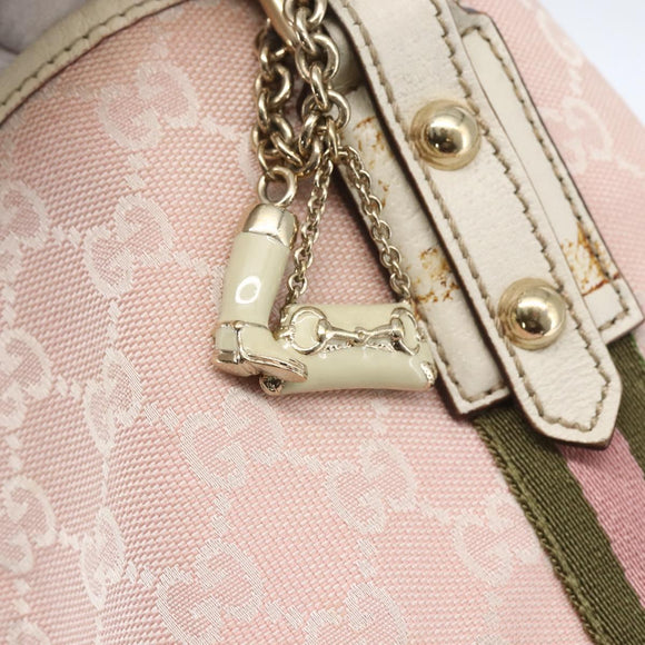 GUCCI GG Canvas Sherry Line Tote Bag Roze Goud kaki 139260 Auth 168002
