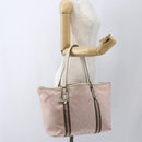 GUCCI GG Canvas Sherry Line Tote Bag Roze Goud kaki 139260 Auth 168002-22