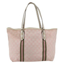 GUCCI GG Canvas Sherry Line Tote Bag Roze Goud kaki 139260 Auth 168002-3