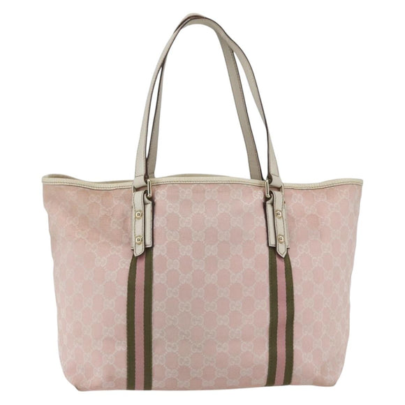 GUCCI GG Canvas Sherry Line Tote Bag Roze Goud kaki 139260 Auth 168002