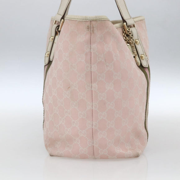 GUCCI GG Canvas Sherry Line Tote Bag Roze Goud kaki 139260 Auth 168002