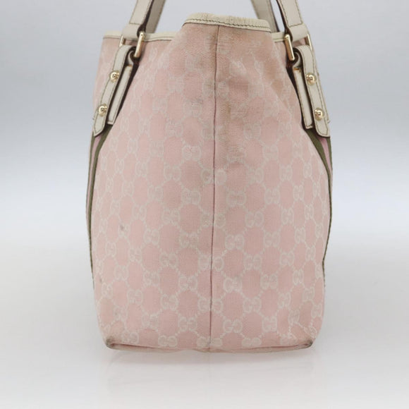 GUCCI GG Canvas Sherry Line Tote Bag Roze Goud kaki 139260 Auth 168002