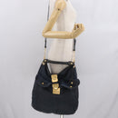 Miu Miu Shoulder Bag Canvas 2way Navy Gold Auth 168005-24
