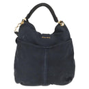 Miu Miu Shoulder Bag Canvas 2way Navy Gold Auth 168005-2