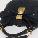 Miu Miu Shoulder Bag Canvas 2way Navy Gold Auth 168005-6