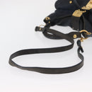 Miu Miu Shoulder Bag Canvas 2way Navy Gold Auth 168005-9