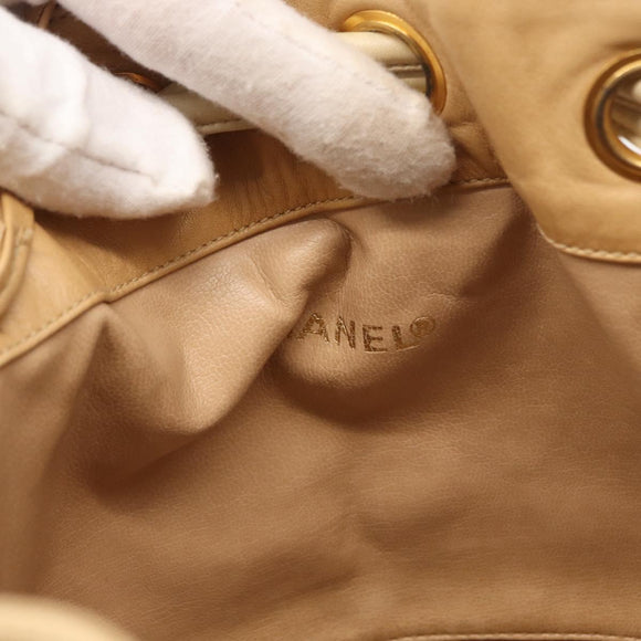 CHANEL Matelasse Coco Ball Shoulder Bag Leather Ivory Gold CC Auth 168008