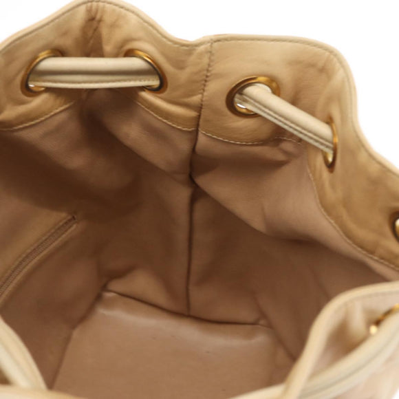 CHANEL Matelasse Coco Ball Shoulder Bag Leather Ivory Gold CC Auth 168008