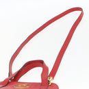 CELINE Circle Hand Bag Leather 2way Red Gold Auth 168014-15