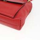 CELINE Circle Hand Bag Leather 2way Red Gold Auth 168014-9