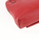 CELINE Circle Hand Bag Leather 2way Red Gold Auth 168014-18