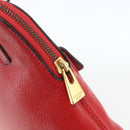CELINE Circle Hand Bag Leather 2way Red Gold Auth 168014-19