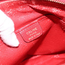CELINE Circle Hand Bag Leather 2way Red Gold Auth 168014-10