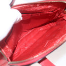 CELINE Circle Hand Bag Leather 2way Red Gold Auth 168014-11