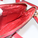 CELINE Circle Hand Bag Leather 2way Red Gold Auth 168014-20