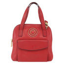 CELINE Circle Hand Bag Leather 2way Red Gold Auth 168014-13
