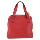 CELINE Circle Hand Bag Leather 2way Red Gold Auth 168014-2