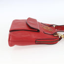 CELINE Circle Hand Bag Leather 2way Red Gold Auth 168014-4