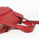 CELINE Circle Hand Bag Leather 2way Red Gold Auth 168014-7
