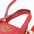 CELINE Circle Hand Bag Leather 2way Red Gold Auth 168014-14