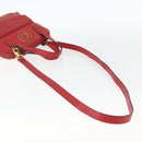 CELINE Circle Hand Bag Leather 2way Red Gold Auth 168014-8