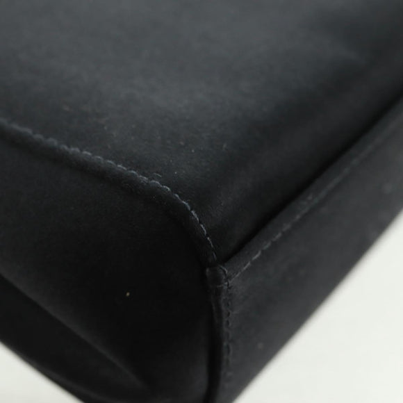 CHANEL Camellia Hand Hand Bag Satin Black CC Auth 168015V