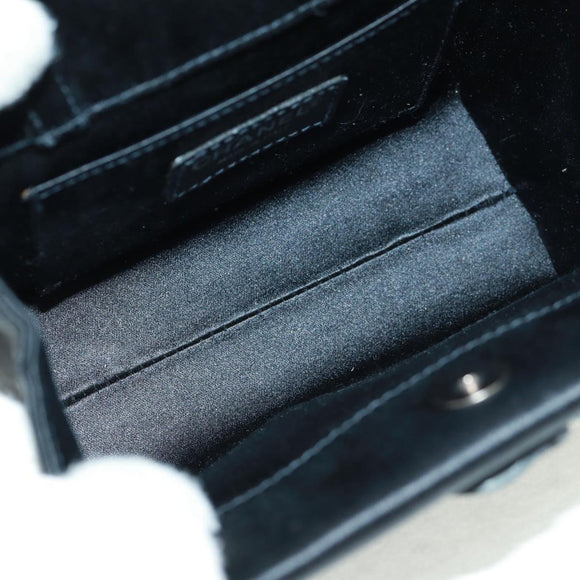CHANEL Camellia Hand Hand Bag Satin Black CC Auth 168015V