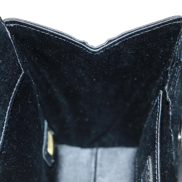 CHANEL Camellia Hand Hand Bag Satin Black CC Auth 168015V