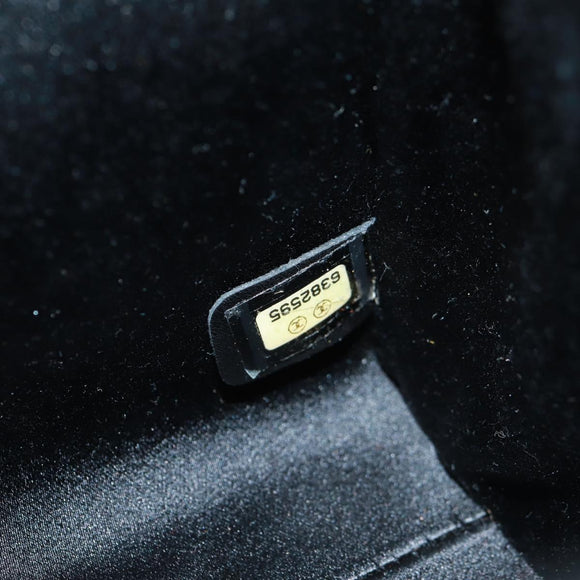 CHANEL Camellia Hand Hand Bag Satin Black CC Auth 168015V