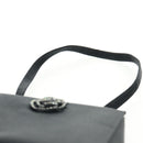 CHANEL Camellia Hand Hand Bag Satin Black CC Auth 168015V-14
