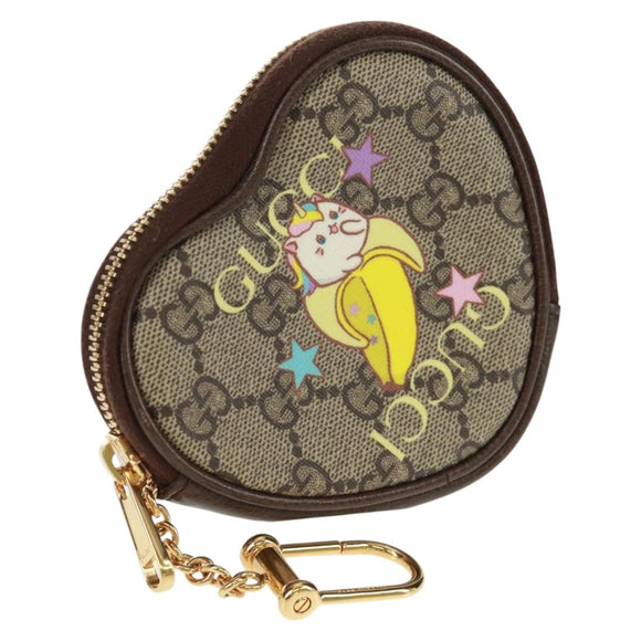 GUCCI GG Supreme Bananya Coin Purse PVC Beige Gold 701062 Auth 168024M