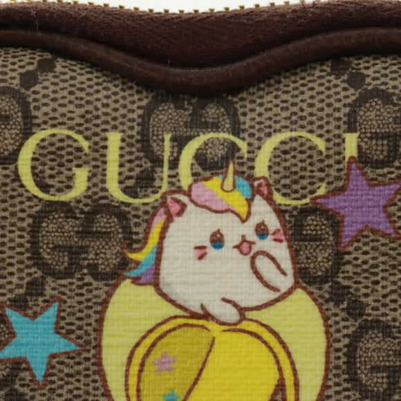 GUCCI GG Supreme Bananya Coin Purse PVC Beige Gold 701062 Auth 168024M