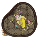 GUCCI GG Supreme Bananya Coin Purse PVC Beige Gold 701062 Auth 168024M-2